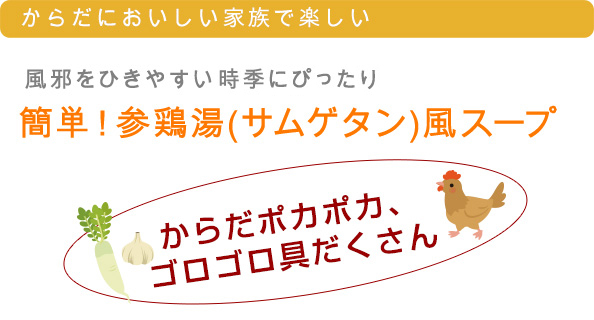 簡単 参鶏湯 サムゲタン 風スープ カルピス健康通販 オンラインショップ