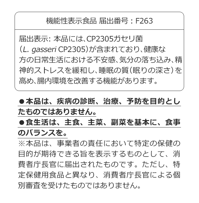 機能性表示食品 届出番号：F263