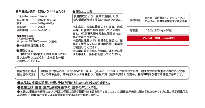 機能性表示食品 届出番号：F263