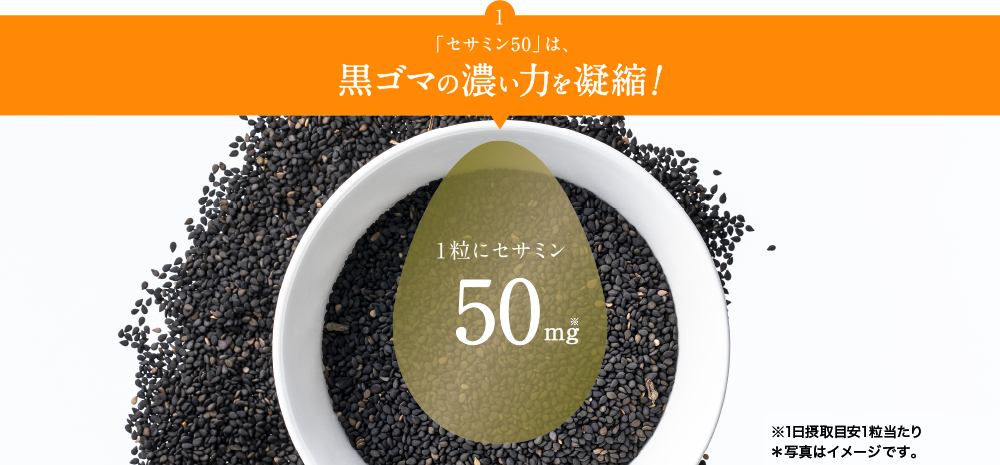 「セサミン50」は、黒ゴマの濃い力を凝縮！