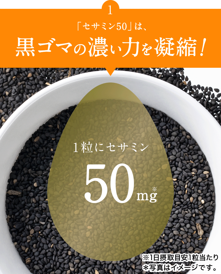 「セサミン50」は、黒ゴマの濃い力を凝縮！